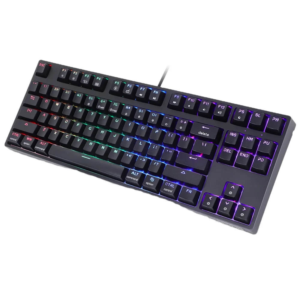 

OEM GK87 80% hotswap RGB backlit optical red switch ABS keycaps 87keys laptop mechanical keyboard, Black/ white