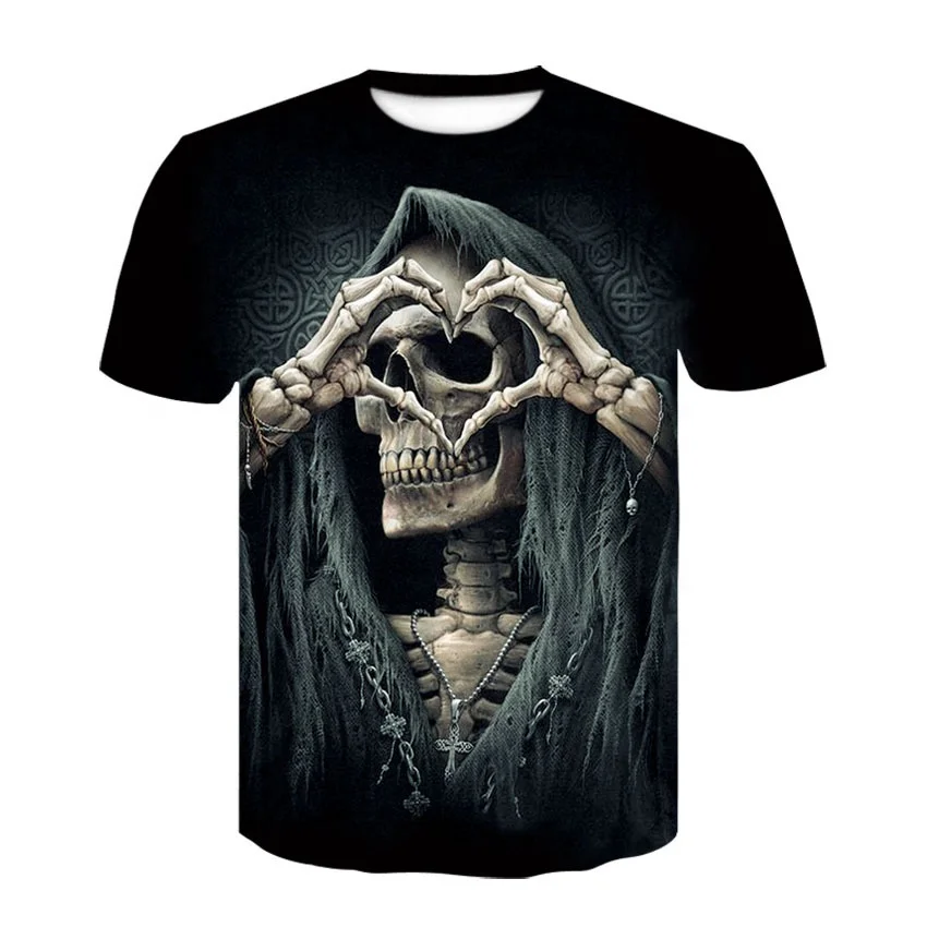 

2022 Men's Women's T-shirt Fashion Summer Short Sleeve Ghost Rider Cool T-shirt 3D Printing graphic Top Harajuku Street T-shirt