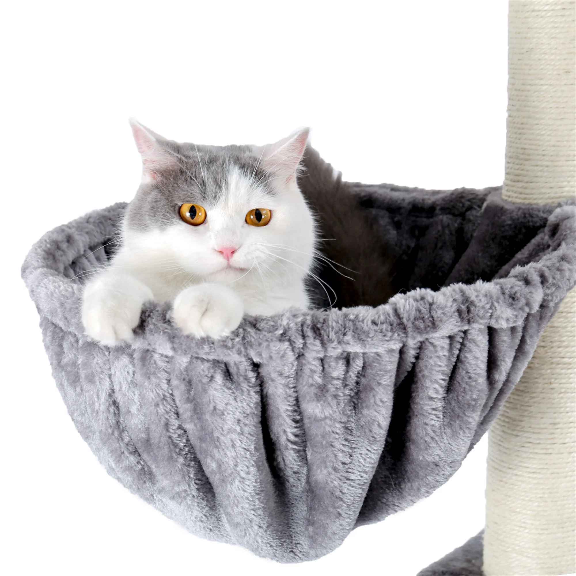 

Multi-Level Floor to Ceiling Cat Tree Tall Cat Tower with Sisal-Covered Scratching Posts, 2 Super Large Condos, Adjustable Heigh, Grey