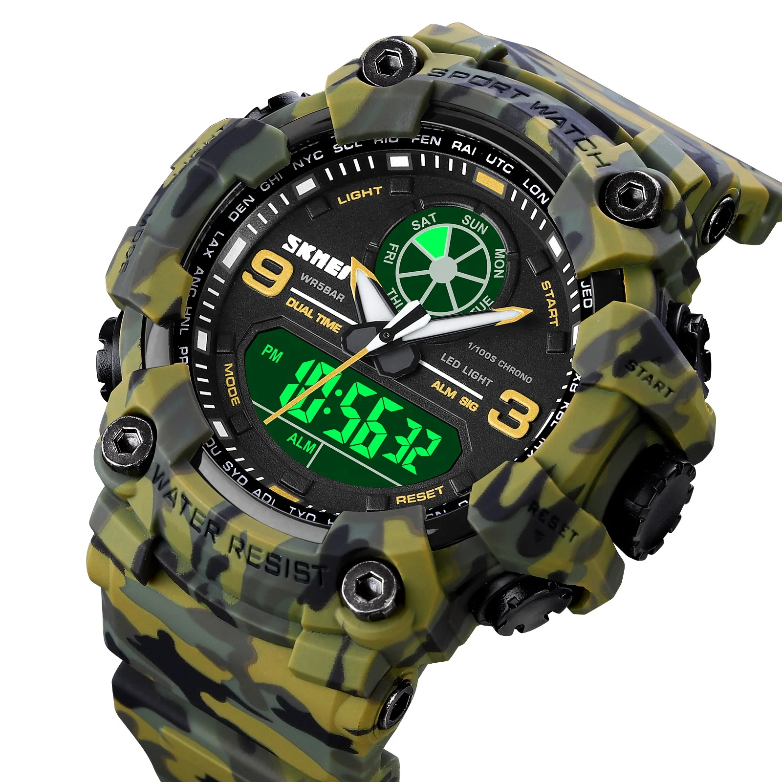 

SKMEI 1818 Waterproof 5ATM Analogue Watch Reloj Mens Watch Luxury Shock Automatic Sport LED Digital Wristwatches Relogio, Black,red,blue,army green camo