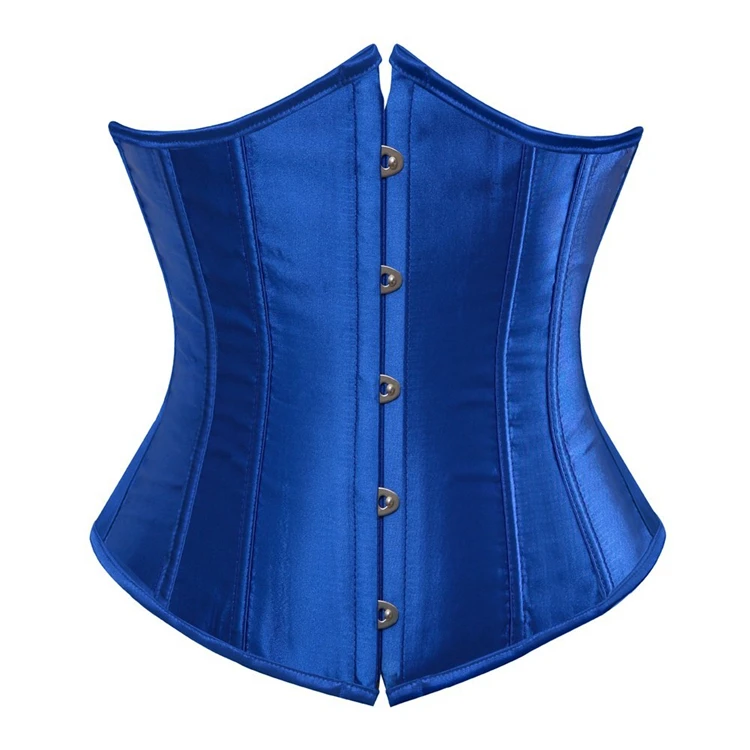 

Fashion polyester Women's Satin Vintage Basque Waist Cincher Shapewaer Slim Body Shaper Corset Underbust, White,pink,black,red,gloden,blue,purple