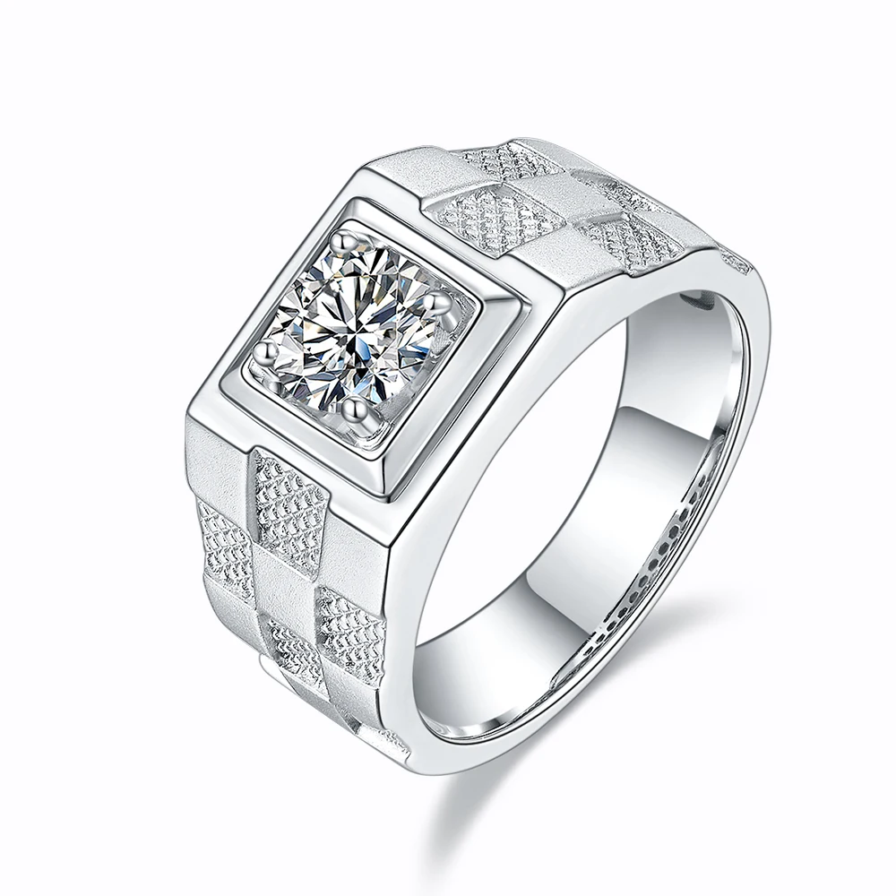 

Hip Hop Jewelry Micro Paving Pure 925 Sterling Silver 10k White Gold Plated Shinny Moissanite Diamonds Engagement Big Men Ring