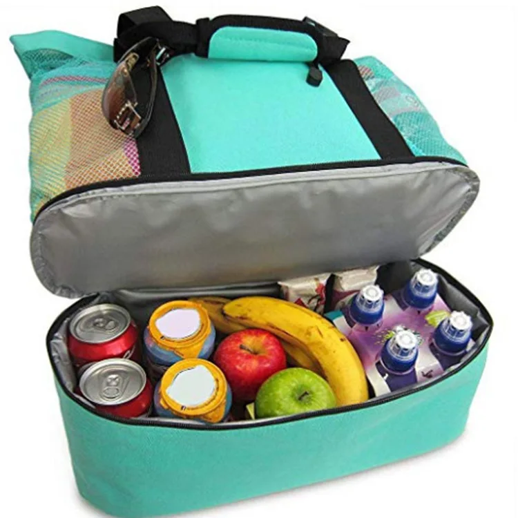 

2022 hot selling custom picnic set with mesh bag beach multifunctional thermal cooler tote bag insulated, Multi