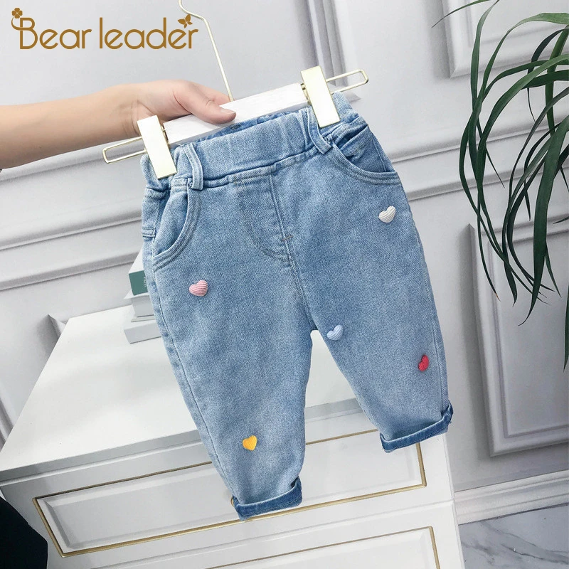 

Bear Leader Kids Fashion Jeans New Autumn Spring Girls Boys Casual Jeans Loose Pants Children Lovely Heart Pattern Leggings 2 6Y