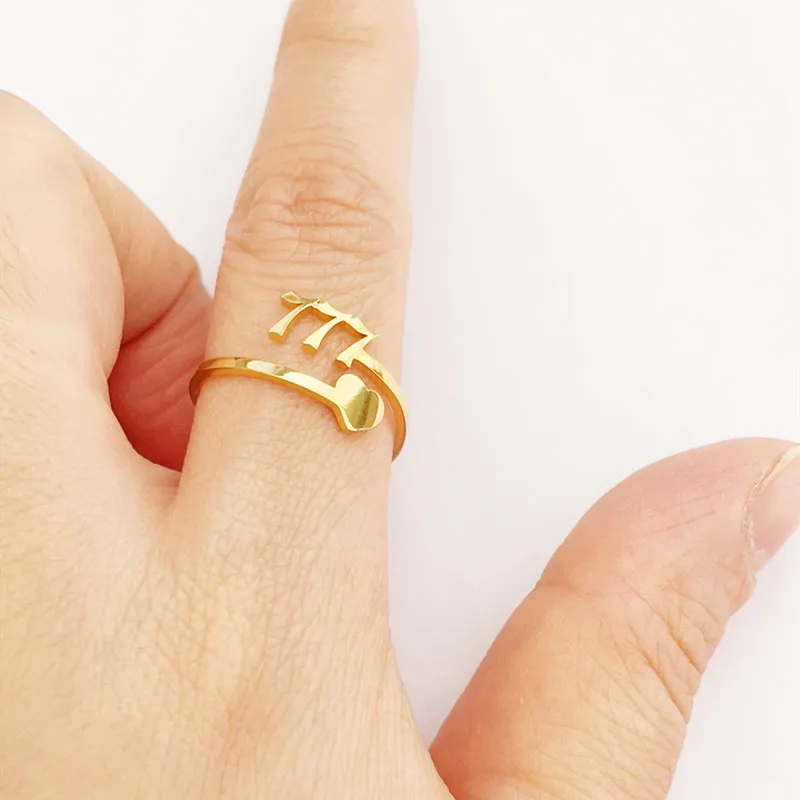 

Geometric Lucky Numbers 111-999 Index Finger Ring Simple Opening Adjustable Ring Fashion Stainless Steel Jewelry Wholesale, Gold color