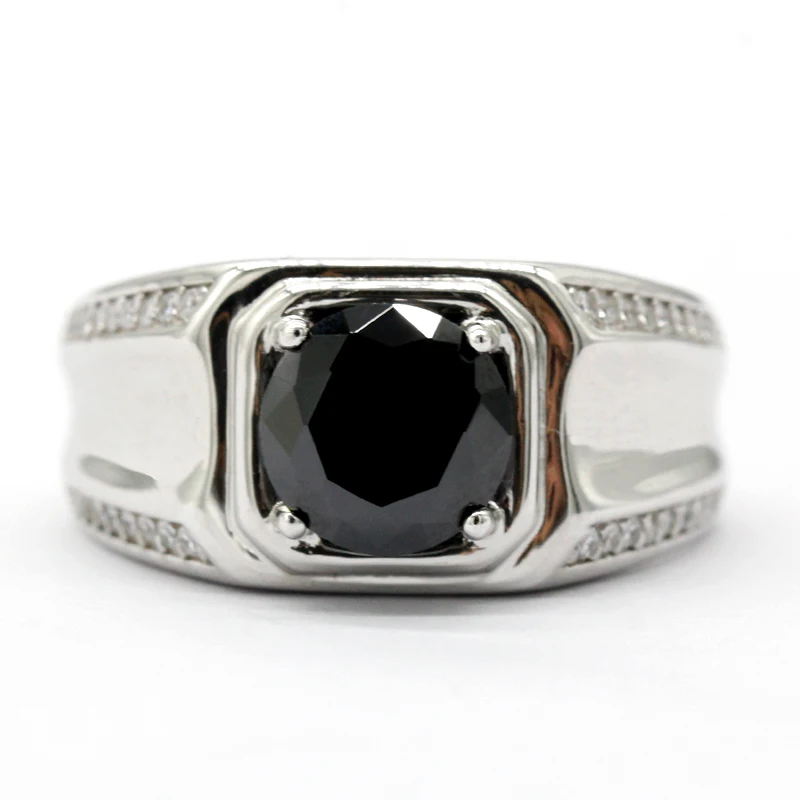 

Malaysia Design 925 Sterling Silver Men Ring with Black Stone Wedding Engagement Jewelry for Men Women