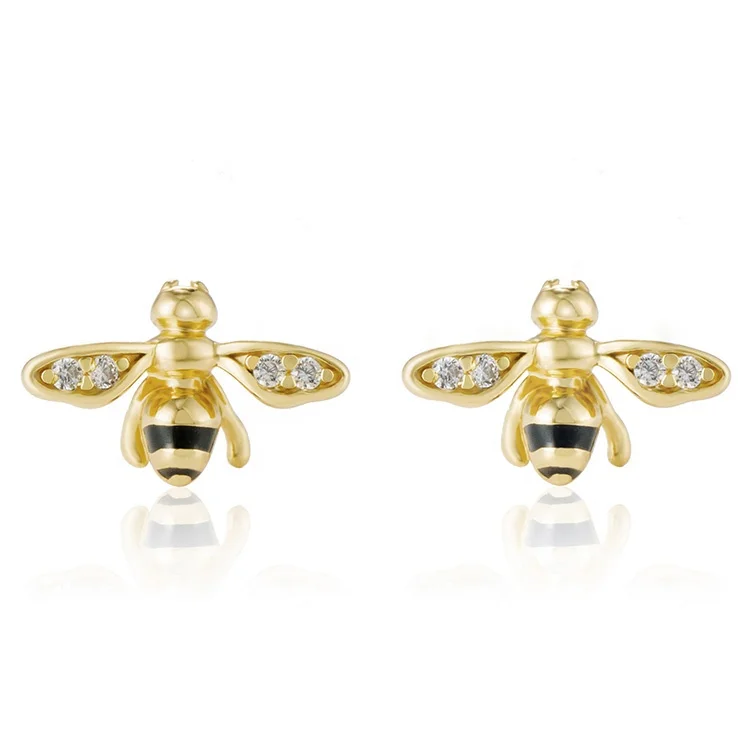 

Gemnice 2020 trend women minimal 925 bee stud earrings jewelry