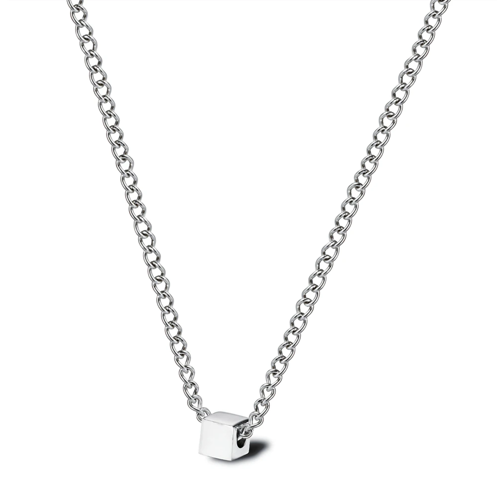 

Simple And Stylish Stainless Steel Mini Block Square Pendant For Men