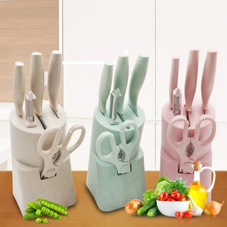 

CL438 6PCS Kitchen Knife Set Santoku Utility Paring Cooking Tools Vegetable Cooking Tool Stainless Steel Blades Chef Knife Set, 6 colors