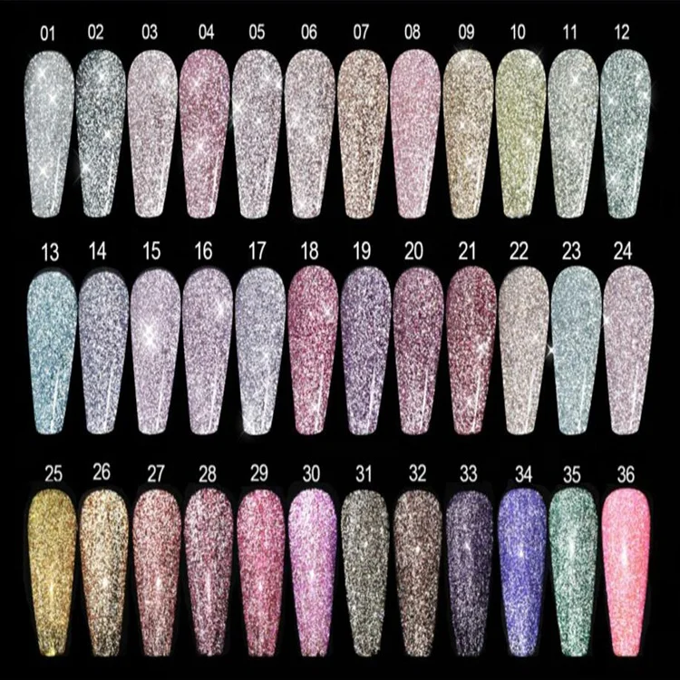 

RS NAIL 7.5ML 15ML Nail Polish Gel 36 colors Glitter Reflective Gel Polish Glow In The Dark Flashing Disco Gel