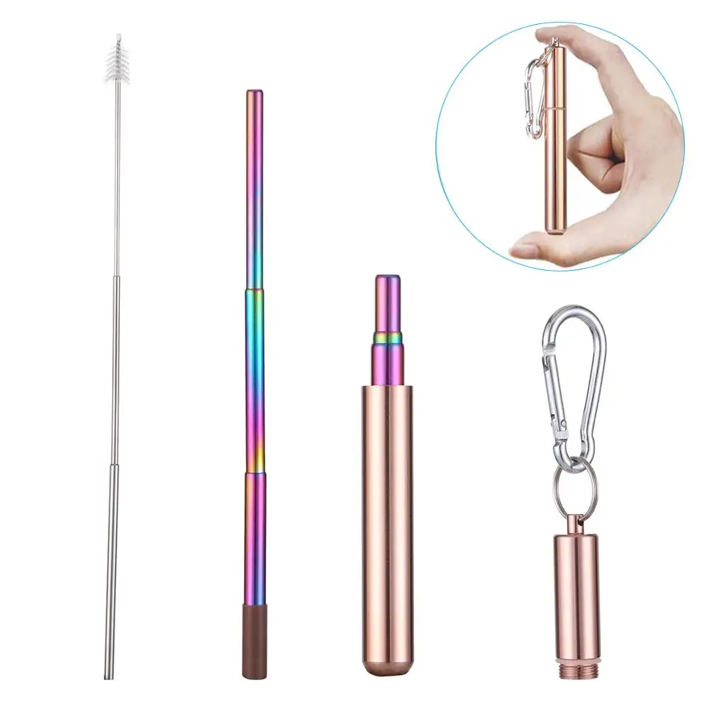 amazon top seller 2019 Telescopic Stainless Steel Straw With Case