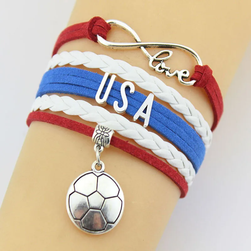 

2021 Sailing Jewelry Elastic Braided USA Infinity Bracelet Hand-woven USA Infinity Charm Bracelet