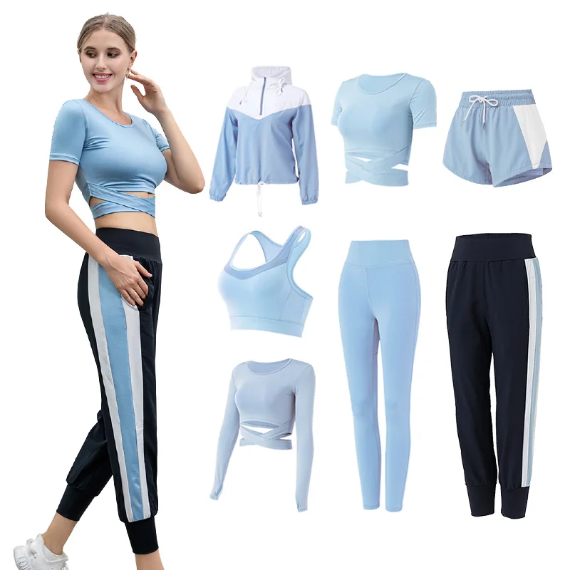 

High quality plus size sportswear activewear 5piece ladies gym wear fitness and yoga workout outfits women