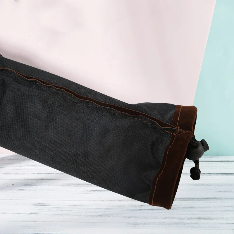 Fleece Round Bottom Brown Drawstring Bag 12*18cm Velvet Cosmetic