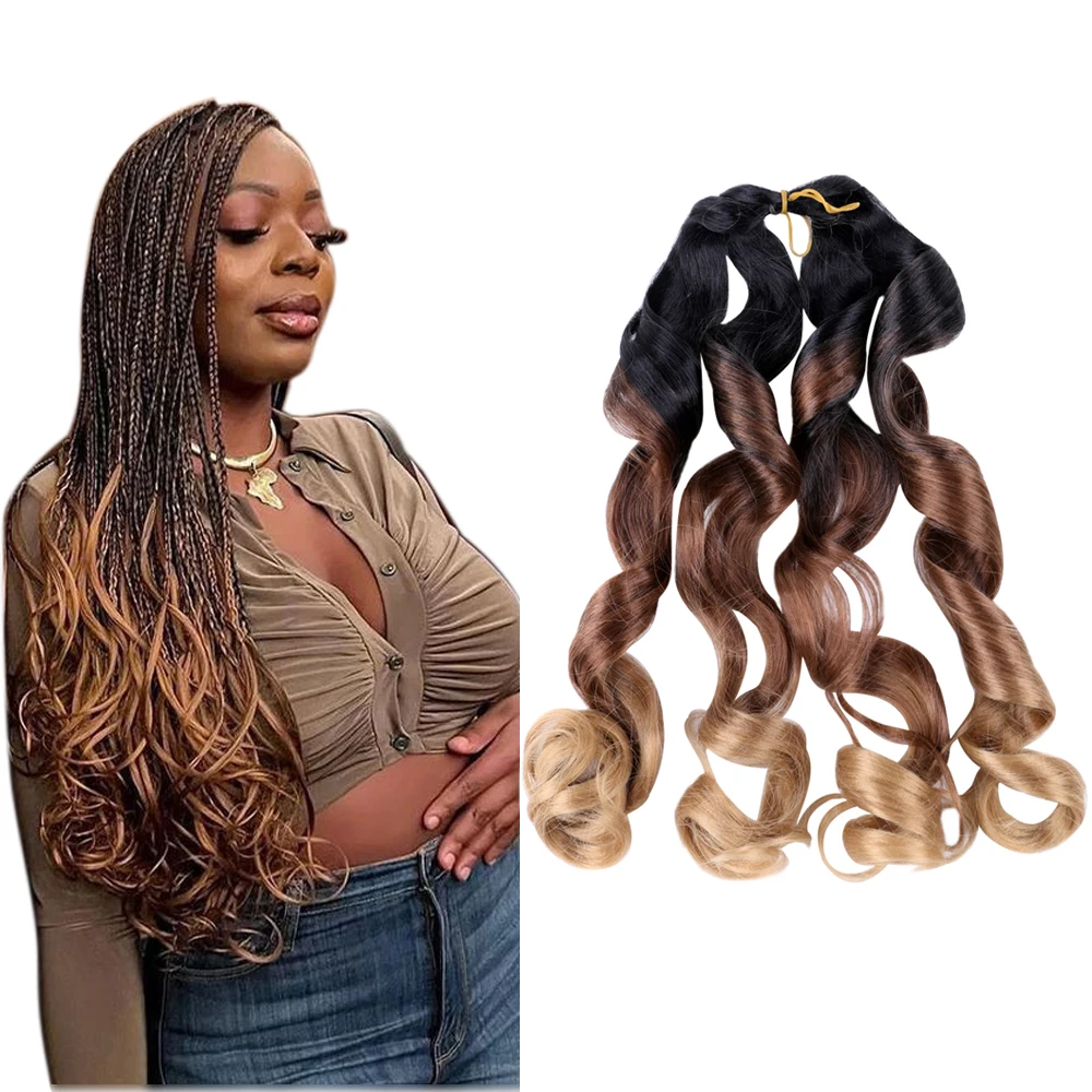 

Synthetic Fiber Hair french curl braiding hair Loose wave crochet extensiones crochet spiral loose curly 20inch 100gram