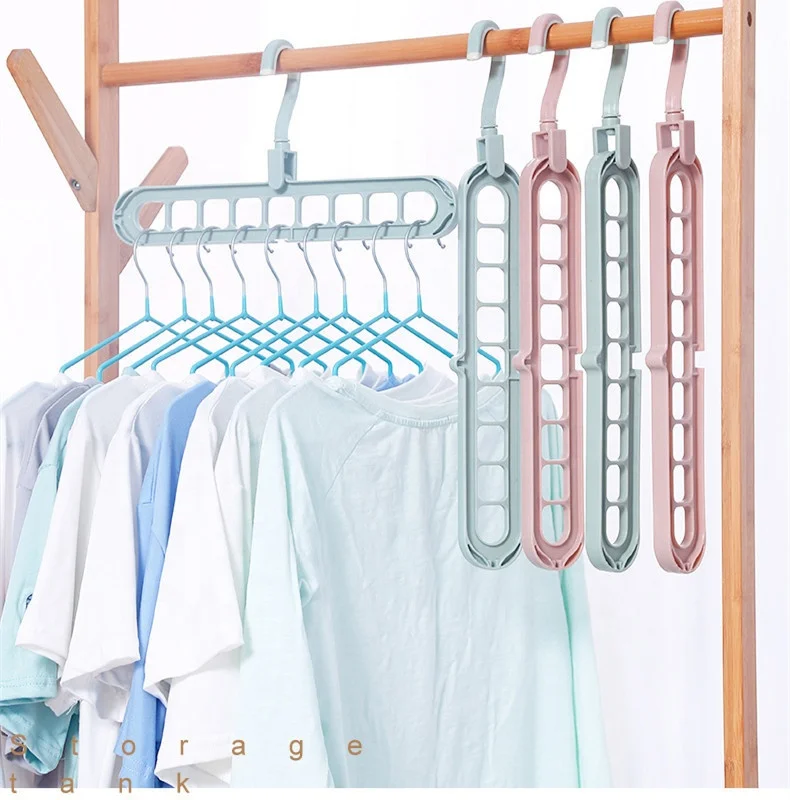 Custom 9 Holes Folding Cloth Hanger Magic Foldable Travel Hanger