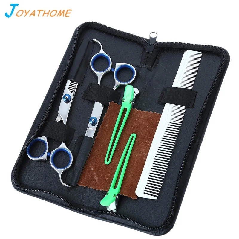

7pcs Japan 6 Inch OEM Professional Barber Scissors Hair Salon Products Cutting Custom Shears Professional Clippers Trimmer, Silver
