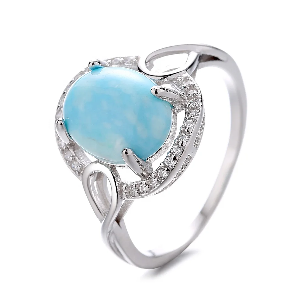 

Larimar Cabochon designs wholesale Larimar girls ring with synthetic gem beads