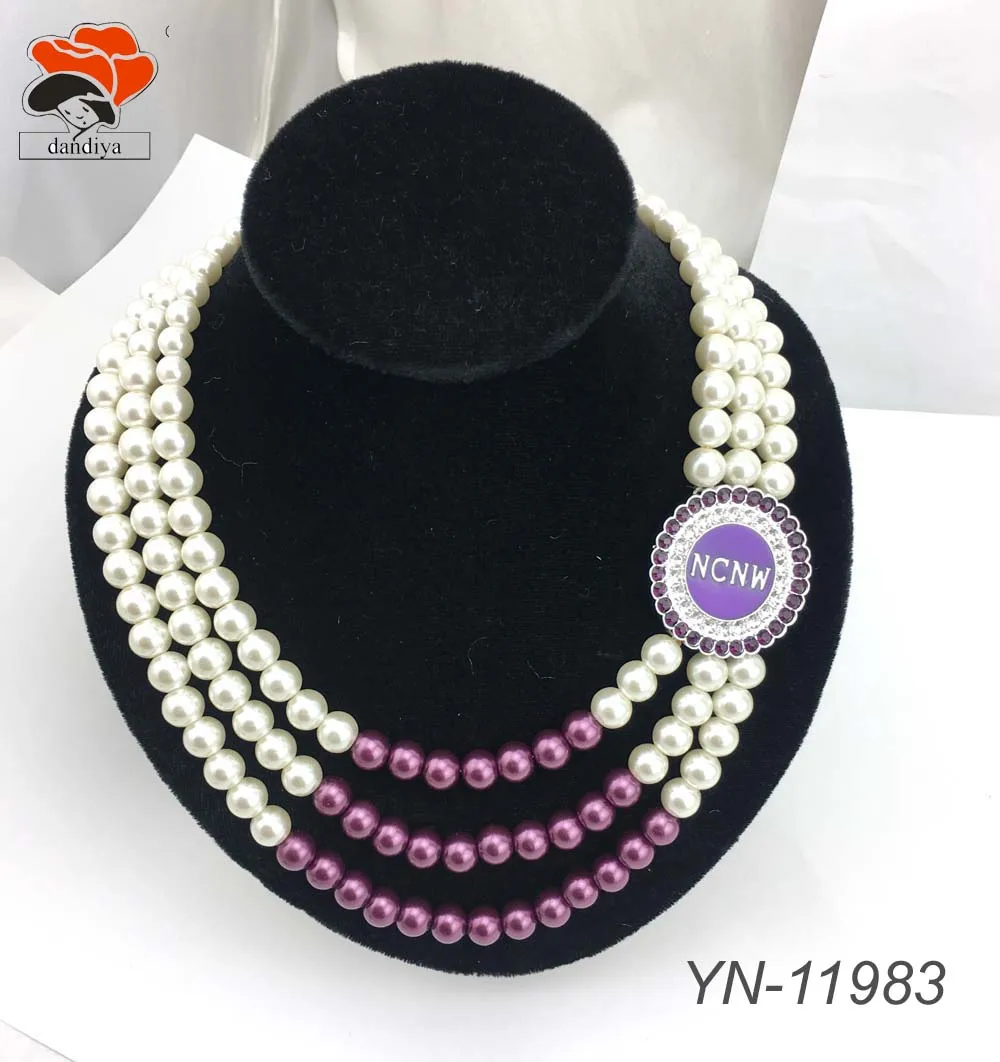 

NCNW Pink AND Green with crystal stone Multilayer pearls NECKLACE Greek Sorority &Fraternity products Jewelry