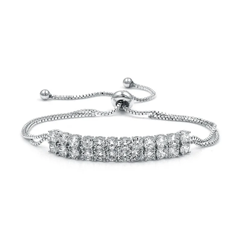 

Hesiod Rome Style Double Rows Round Diamond Zircon Bracelet for Women