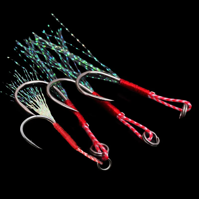 

High Quality All Sizes High Carbon Steel Anti Corrosion Hard Fishhooks Jigging Hook fishing assist hooks, Black,white