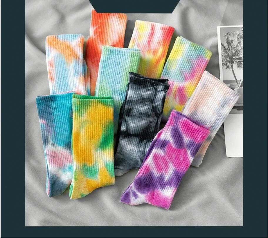 

Brand Trendy Tie-dye Printing High-top Socks Men Women Cotton Socks Sports Basketball Skateboard Stockings