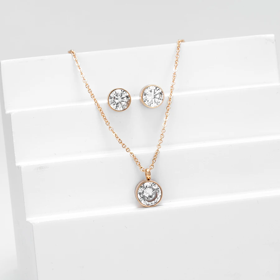 

s-549 xuping new fashionwholesale fashion cubic zirconia stud earring necklace jewelry set for women