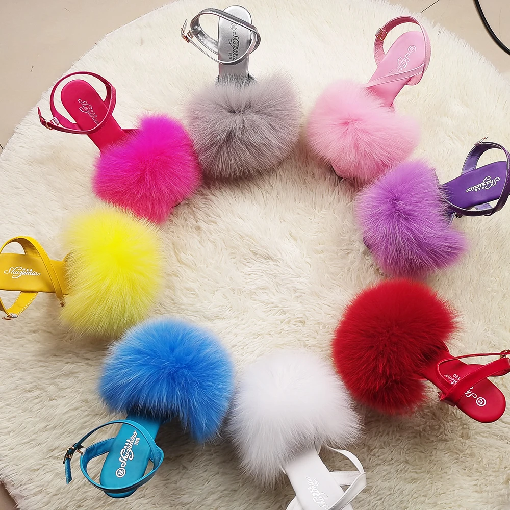 

2021 dropshipping fur heels women high heeled sandals with real fur, Multi color