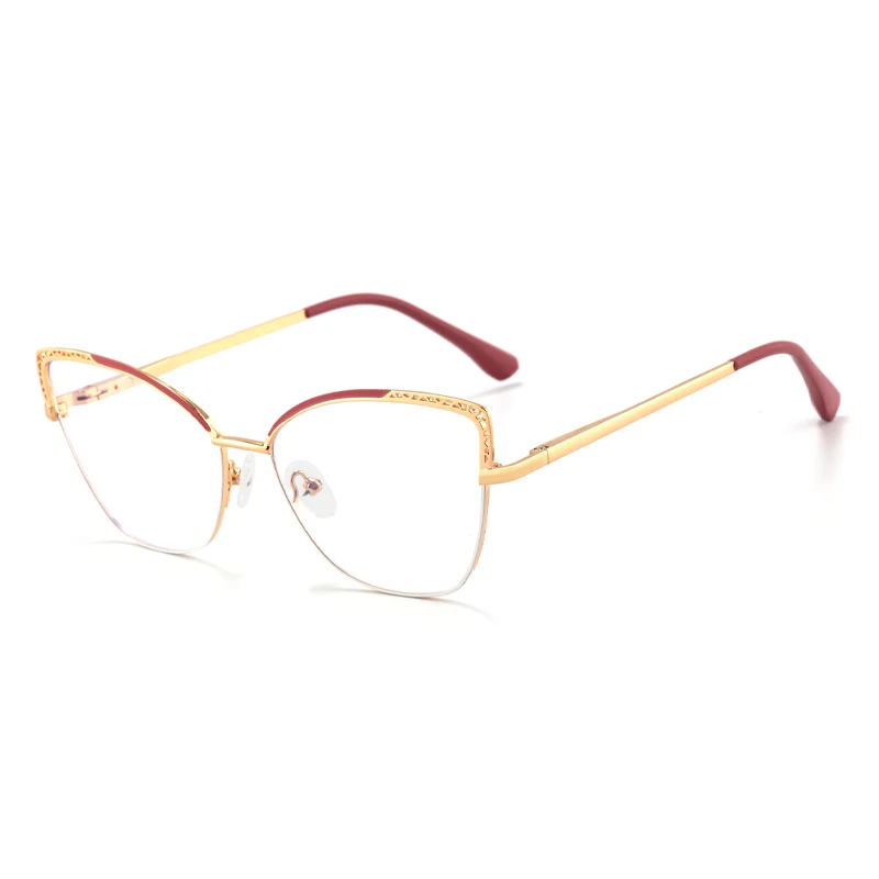 Designer Luxury 2024 Fashion Tortoise Shell Retro Computer Eyeglasses Cat Eye Anti Blue Light Metal Frame Women Glasses