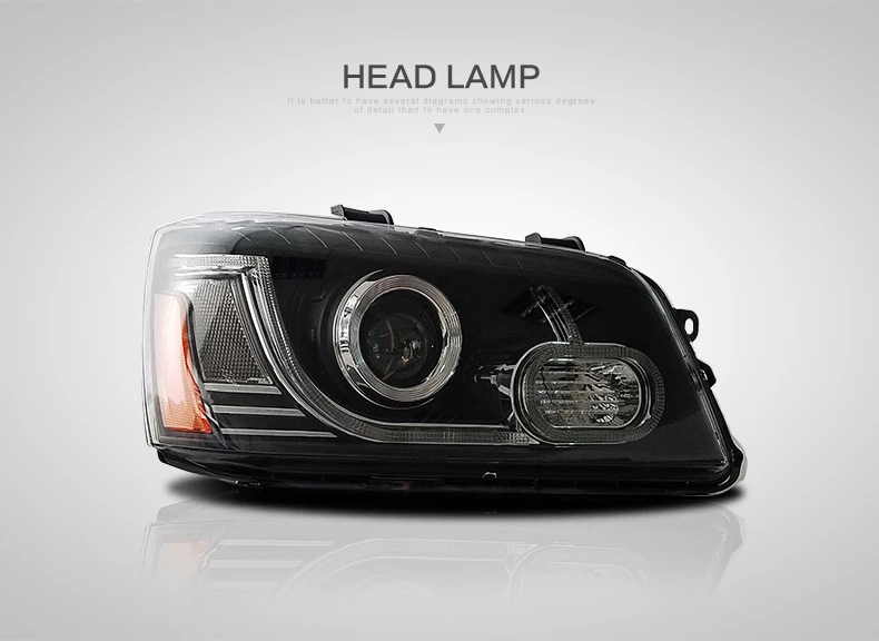 Vland manufacturer for car headlamp Highlander headlight for 2001-2007 for LED front lamp with moving light +DRL
