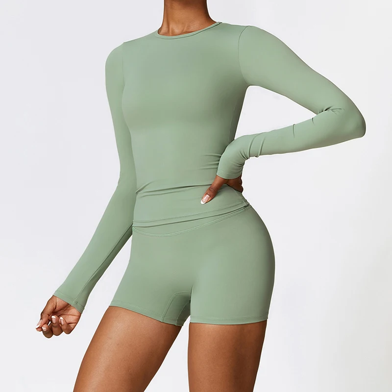 2024 Winter New Woolen Long Sleeve Yoga Clothing High Strength Fitness Clothing Pilates Running Sports Long Sleeve Top