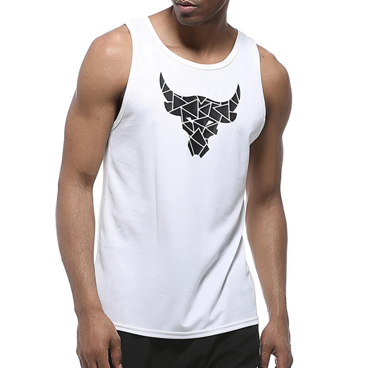 

Custom Logo Printed Sleeveless Summer Training Vest Polyester Dryfit Running Fitness Men's Tank Tops, As picture