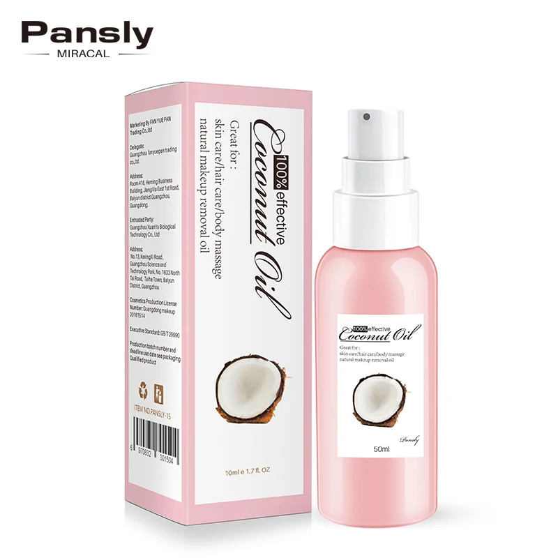 

50ml Natural Coconut Oil Makeup Remover Spray Multi Function Hair Care Body Massage Essential Oil Wholesale