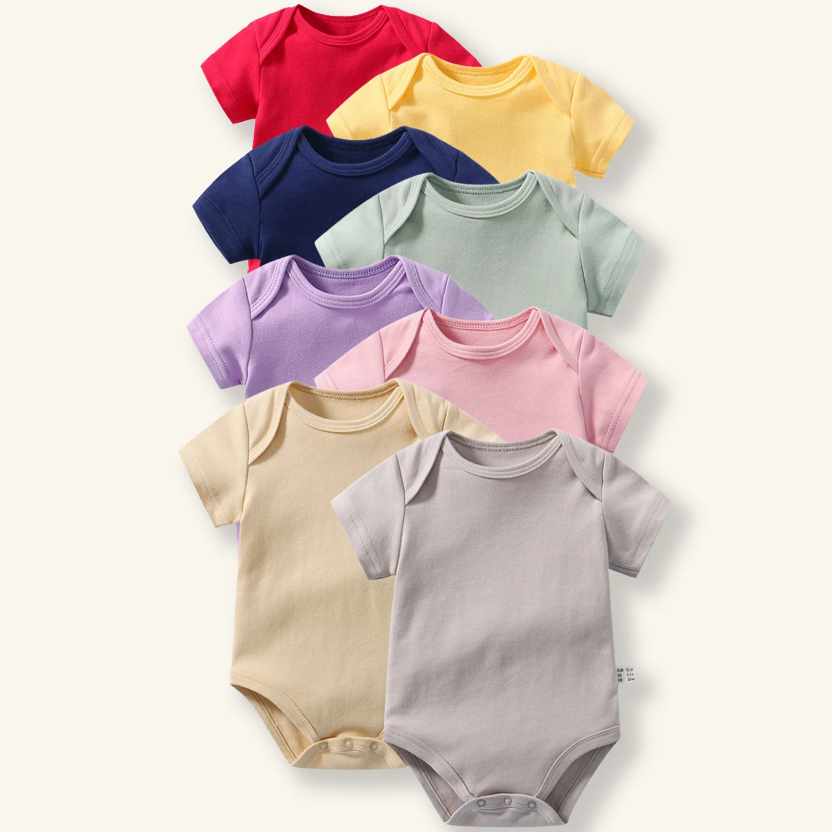 

8pcs-multipack Solid Baby Romper 100% Organic Cotton Unisex Short-Sleeve Bodysuit For Baby