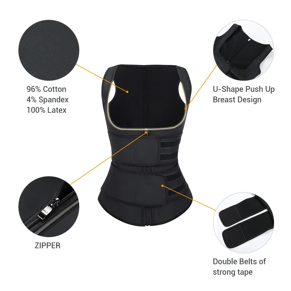 
NEW Custom Logo Double Compression Belt 100% Latex Women Workout Abdominal Control Waist Trainer Vest 