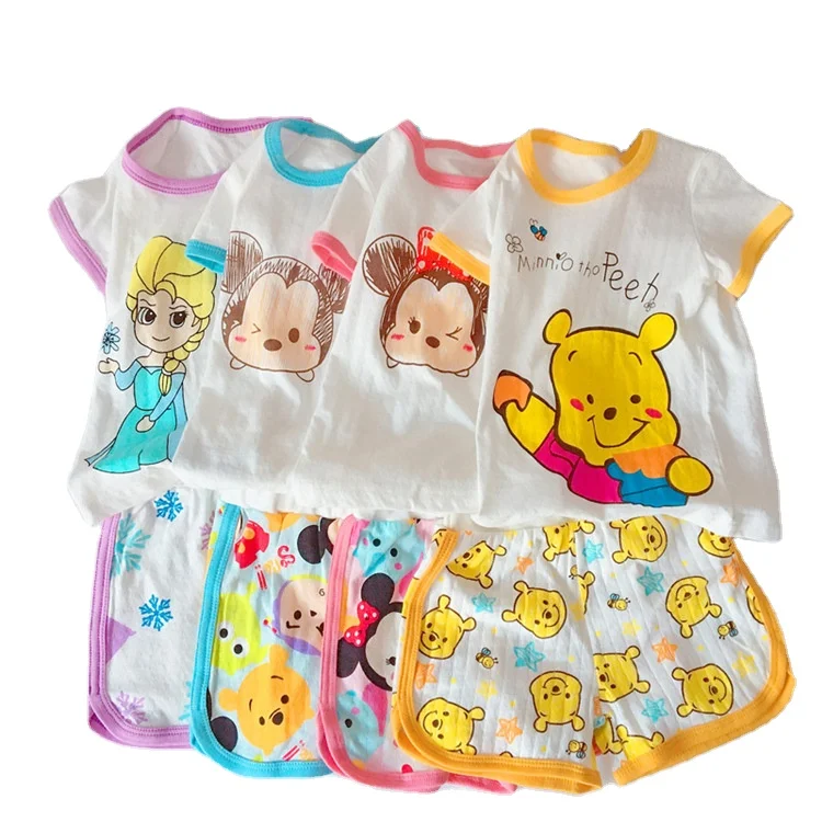 

Summer 2021 new children's T-shirt shorts two piece kids breathable cotton short sleeved set baby clothes, White,blue,red