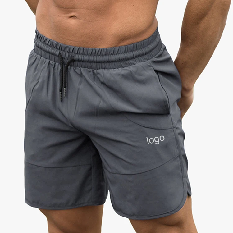 Custom Men Summer Outdoor Elastic Waist Cotton Dark Gray Board Athletic Sport Shorts