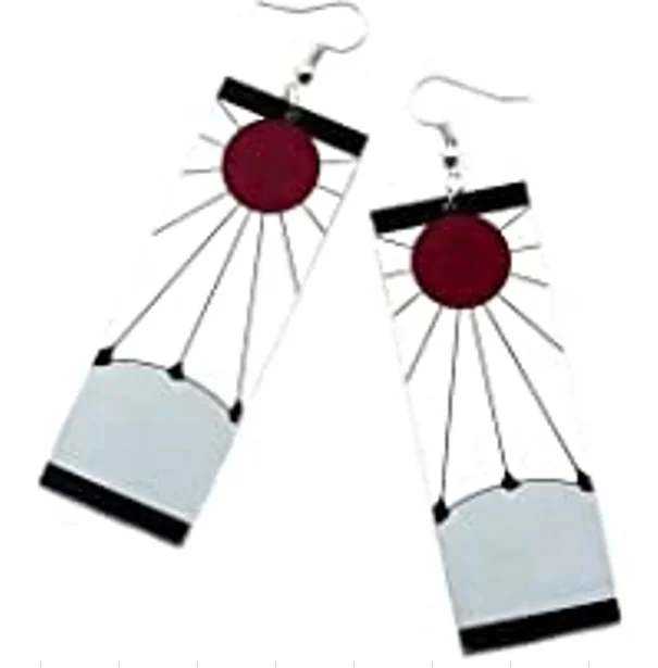 

Demon Slayer Tanjiro Earrings Kamado Tanjirous's Hanfuda Earrings Anime Cosplay Hook Earrings for Women, Picture shows