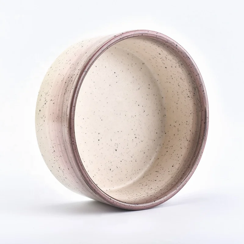 Vintage pink handmade ceramic candle vessel votive candle tin home decor