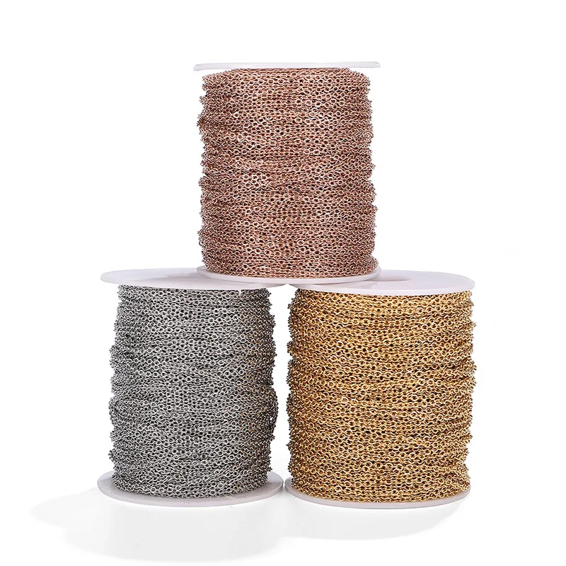 

Hot Sale Jewelry 304 Stainless Steel Cross Chain For DIY Necklace Making Gold Plated Steel Chain