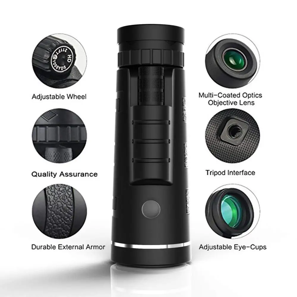 Licinn Waterproof 40x60 Monocular Telescope Zoom Lens Monocular Dual