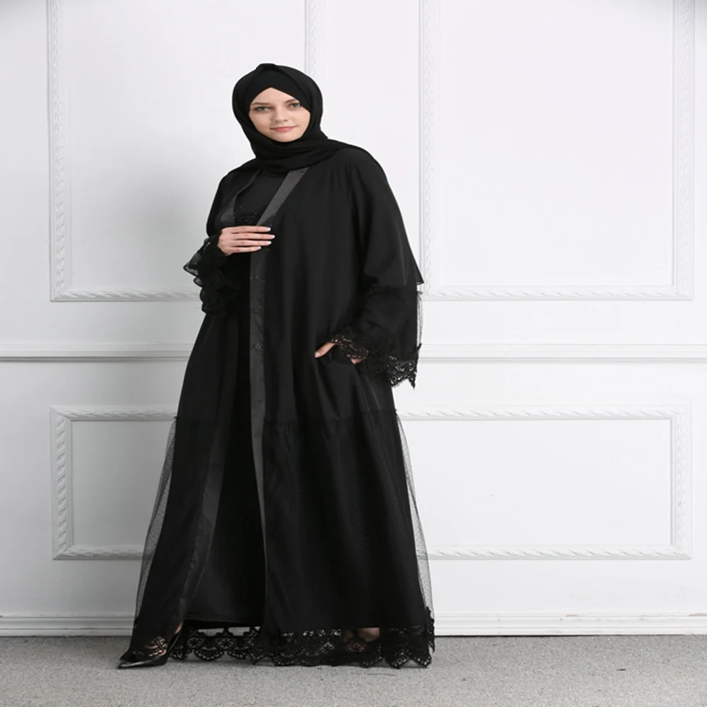 

High Qualtity Nude Muslim Lace Abaya For At Factory Price