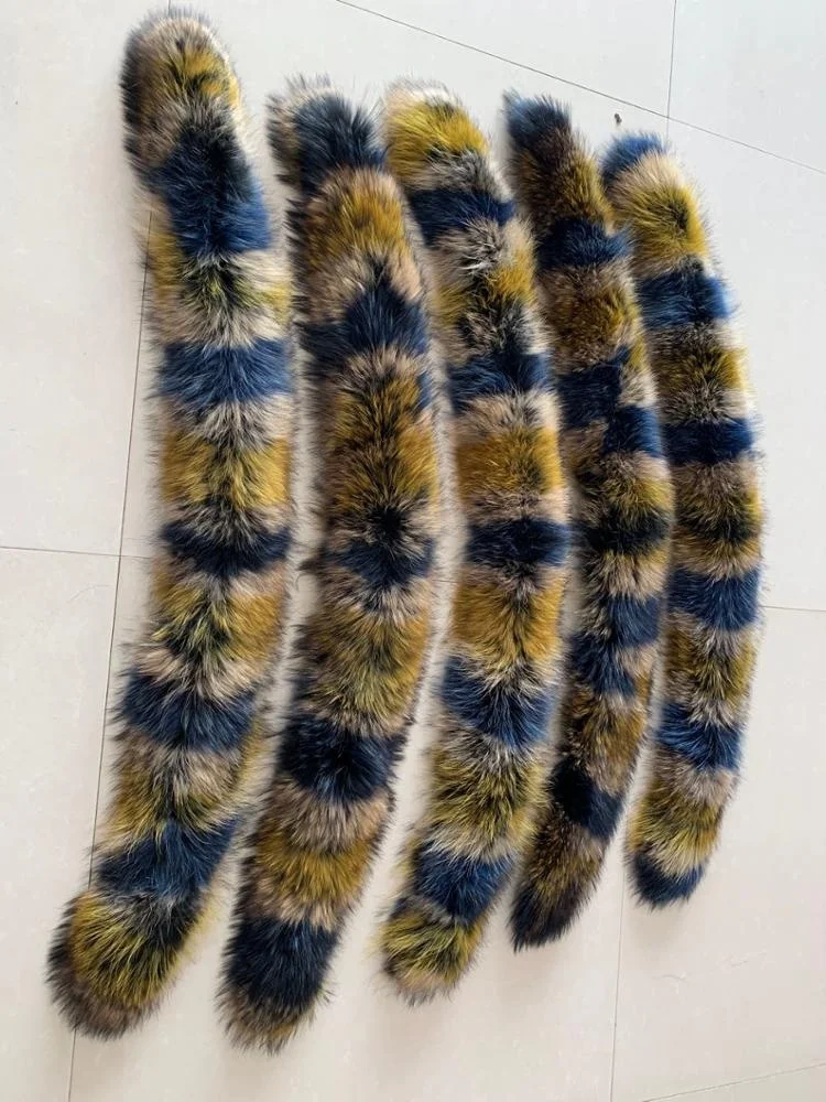 
Real fluffy Natural Raccoon fox Fur Collars and Fur Trim Scarf wrap For Women Men Down Jacket Parka coat 