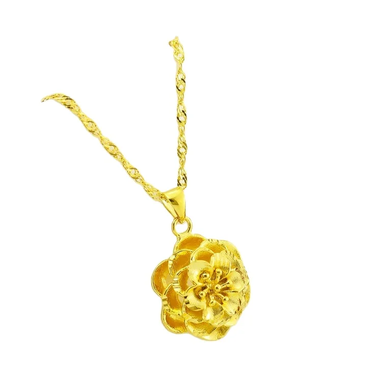 

Water Wave Necklace Flower Pendant Clavicle Set Chain Brass 24K Gold Plated Wedding E-Commerce Wholesale