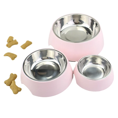 

OEM high quality melamine dog bowl with Non-Slip Silicone Bottom, White with decal