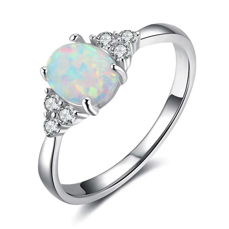 

Luxury Designer 925 Sterling Silver Couple Heart Opal Moonstone Ring