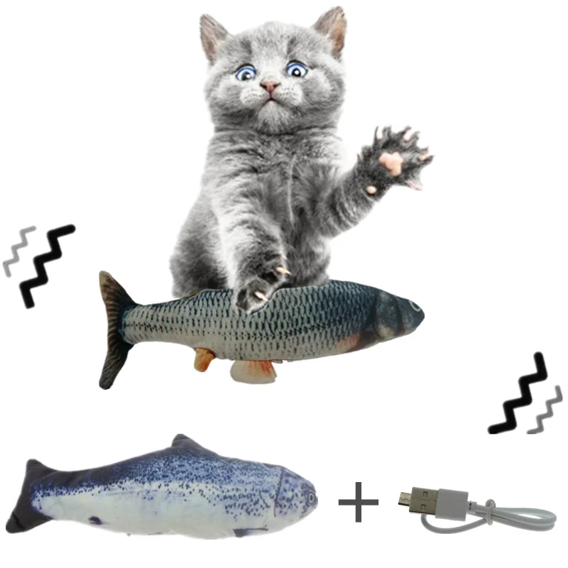 

Pet Toys Fish USB Simulation Dancing Jumping Moving Cat Toy Electronic Fish, 4colors