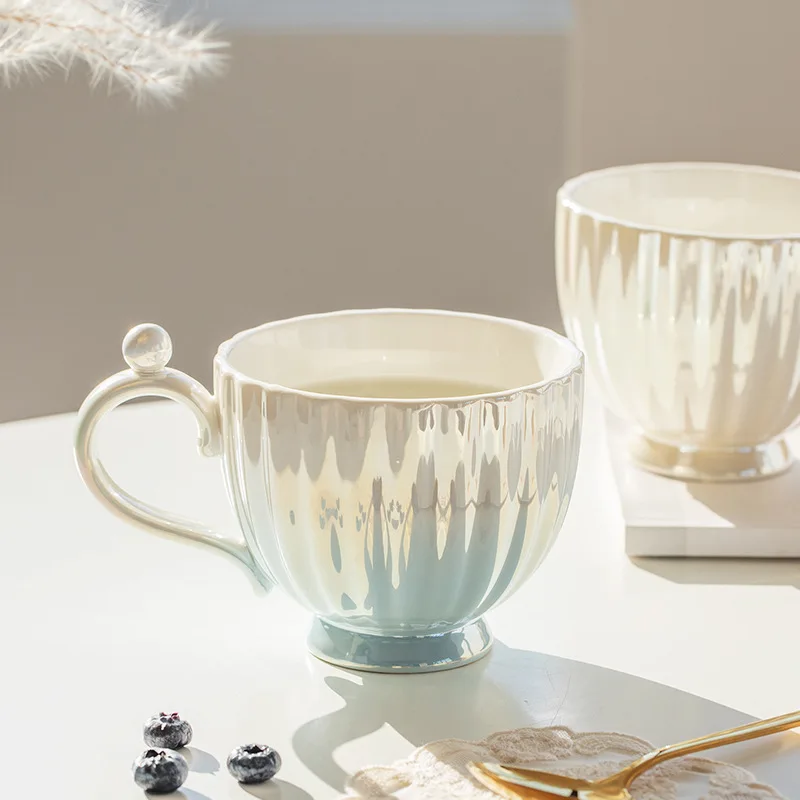 

Nordic Style Pearl Mug Modern Design Coffee Cups High Quality Large Capacity Breakfast Ceramic Mug, As picture