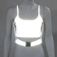 

Girls summer sexy reflective clothes women top release buckle