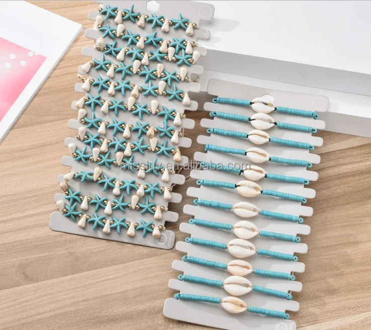 

hot selling hawaii shell turquoise bracelet handmade cowrie shell starfish beach bracelets adjustable turquoise shell bracelets, As picture